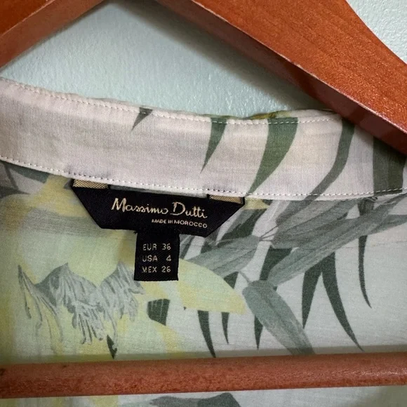 Massimo Dutti Green and Yellow Floral Button-Down Shirt - Picture 5 of 5